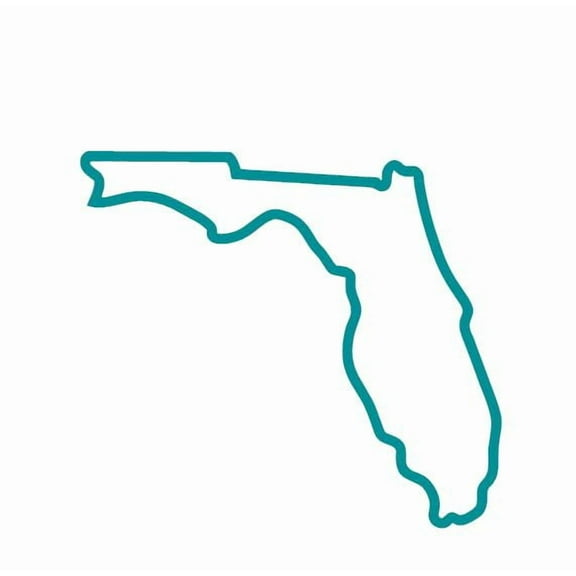 State Map Outline Florida Vinyl Decal Sticker UV & Waterproof Bumper Window Laptop Automotive Water Bottle Gift accessories – TEAL 4.5"