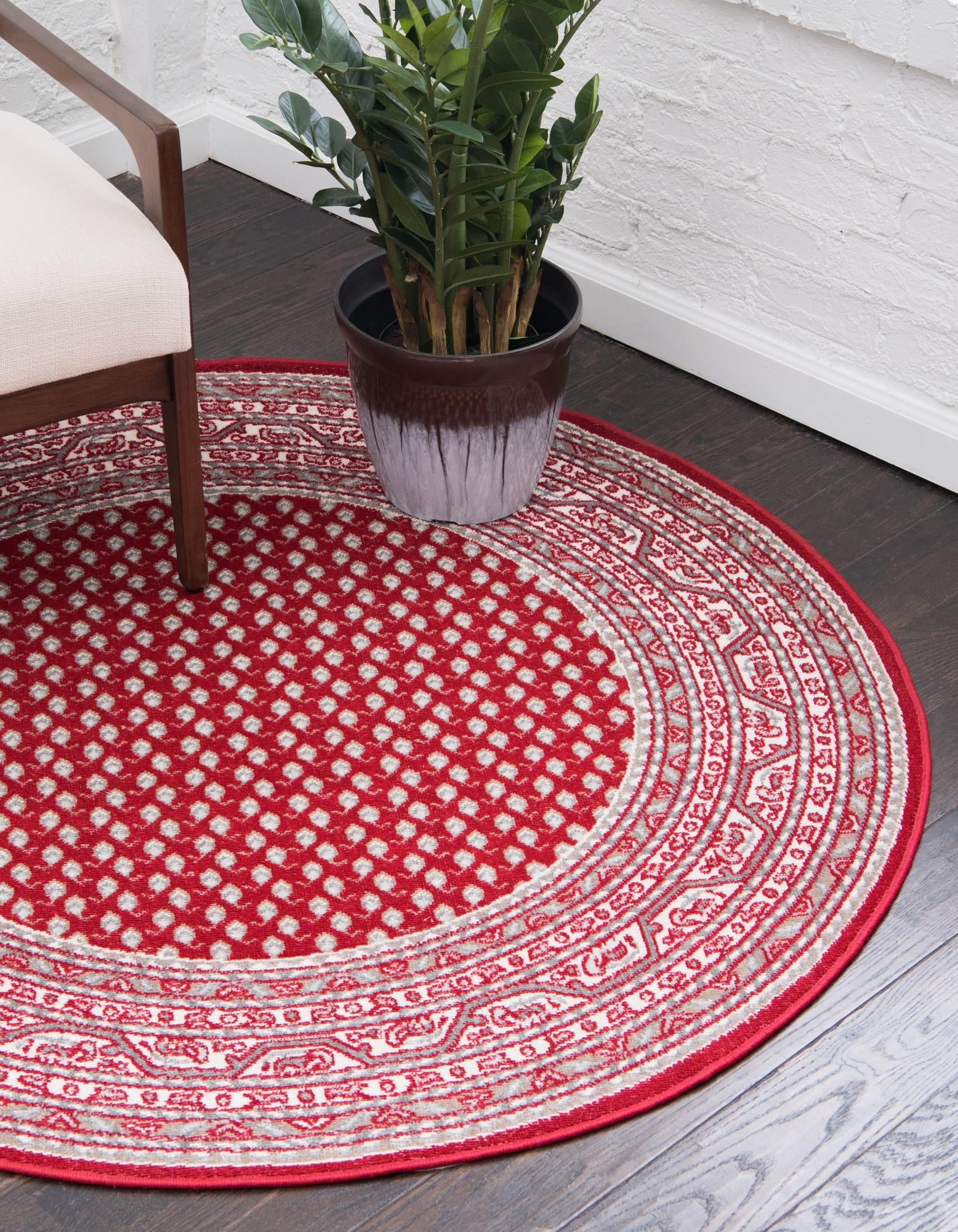 Unique Loom Allover Williamsburg Rug , 5' 1" x 5' 1" ,Red