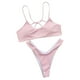 thumbnail image 1 of Traje de baño de dos piezas con sujetador acolchado en la espalda cruzada en la espalda de color sólido para mujer OAVQHLG3B Store  lin121212, 1 of 4
