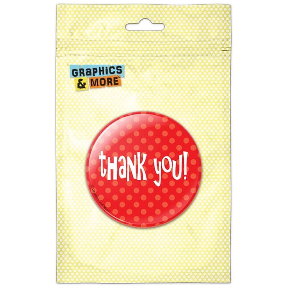 Thank You Red Polka Dots Pinback Button Pin Badge