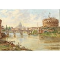 thumbnail image 2 of Antonietta Brandeis 24x18 Gold Ornate Framed and Double Matted Museum Art Print Titled - A View of Rome with Castel Sant’Angelo, Ponte Sant’Angelo and St Peter's Basilica in the Background, 2 of 4
