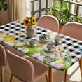 thumbnail image 3 of Easter Table Cloths for 4 Foot Rectangle Tables, Spring Rabbit Sheep Duck Eggs Plants Black Plaid Patio Waterproof Elastic Fitted Tablecloths, Washable Rectangular Table Cover for Camping, 3 of 8