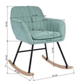 thumbnail image 2 of Rocking Chair with Backrest, Tufted Upholstered Armchair Accent Chair, Living Room Chair Rocker Lounge with Padded Cushion and Solid Wood Base, Light Green, 23.2×27.2×33.1 Inch, 2 of 7