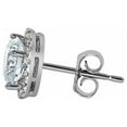 thumbnail image 5 of Precious Stars 14K White Gold 7.85-mm Round Cubic Zirconia Halo Stud Earrings, 5 of 5