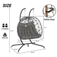 thumbnail image 4 of LEGAHOME 2-Person Wicker Egg Chair, Double Rattan Egg Chair with Stand and Removable Cushion, Outdoor Indoor Swing Hammock Chair Hanging Basket Chair for Patio Balcony Porch, Dark Gray, 4 of 8