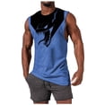 thumbnail image 2 of Camiseta sin mangas de cuello redondo para hombre, informal, a la moda, con estampado, deportiva, de poliéster, 2 of 5