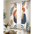 thumbnail image 5 of Boho Sheer Curtains 63 Inch Length 2 Panels Set for Living Room/Bedroom, Bohemia Middle Century Leaves Abstract Minimalist Beige Kitchen Curtains Grommet Curtains Window Treatments 42"x63"x2, 5 of 7
