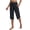 Black, variant on Women's Capri Pants with Pockets Straight Leg Yoga Capri Leggings 17" Mid-calf Capris Workout Black XL