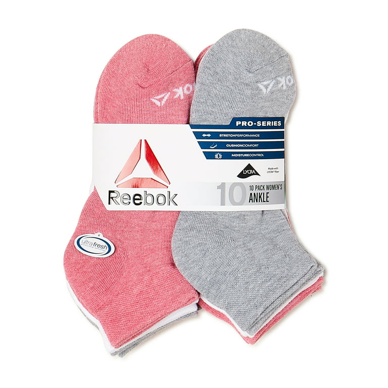 Reebok Women's Pro Series Cushion Ankle Socks, 10-Pack 