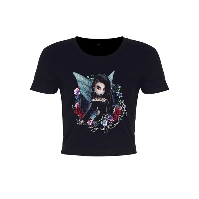 Hexxie - Top Crop Keep Out Of Direct Sunlight de Darla para Mujer (Negro)