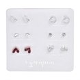 thumbnail image 4 of 6 Pairs Weekly Ear Studs Set Women Fashion Alloy Love Heart Leaf Rhinestone Earrings Jewelry Gift Type 1, 4 of 9