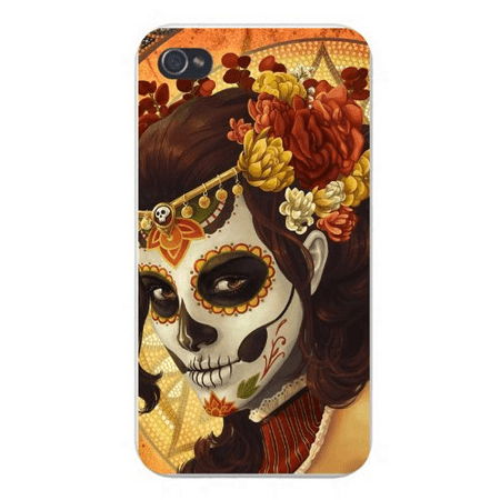 Apple Iphone Custom Case 5 / 5s AND SE White Plastic Snap on - Ancient Warror Girl w/ Face Paint, Flowers, & Jewlery