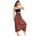 thumbnail image 4 of Previn Women's Boho Yoga Pants High Waisted Lightweight Yoga Loose Soft Hippie Harem Pants Indian Bohemian Dance Beach Pants A01201 Small-Large, 4 of 5
