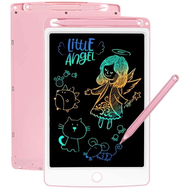 Tableta de escritura LCD de 8,5 pulgadas colorida, pizarra mágica, juguetes para niños, juguete para niñas de 3 a 10 años, escritura y dibujo sin papel para adultos, pizarra electrónica (rosa) Afortunado Sencillez