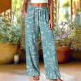 thumbnail image 4 of Qingpeng Womens Summer Palazzo Pants Printed Flowy Beach Wide Leg Casual Pants Trousers with Pockets for Daily Wear, 4 of 5