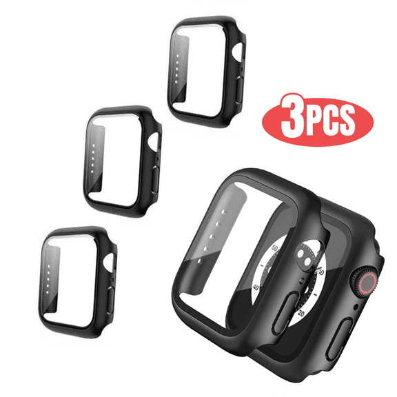 3PCS Qixxronics for Apple Watch Case, SE 3 (40mm), Black, with Built-in Tempered Glass Screen Protector