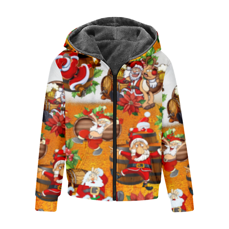 Mens Fleece Jacket-Merry Christmas Graphics Full Zip Hoodie Jacket