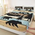 thumbnail image 4 of Castle Fairy Jungle Moutain Bear King Sheets 4pcs,Rustic Animal Bedding,Blue Beige Black,1 Fitted Sheet, 1 Flat Sheet and 2 Pillowcases, 4 of 6