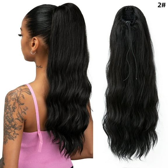 Namzi Wavy Ponytail Hair Extension - Off Black Curly Drawstring Ponytail, 55.88CMLength, Made of High-Temperature Fiber, 1 Pcs , Natural Look for Daily/Special Occasions