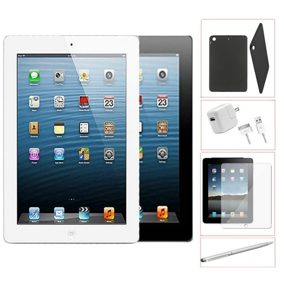 Refurbished Apple iPad 4 16GB Black -Wifi + 4G Verizon - Bundle - Case, Rapid Charger, Tempered Glass & Stylus Pen (Refurbished)