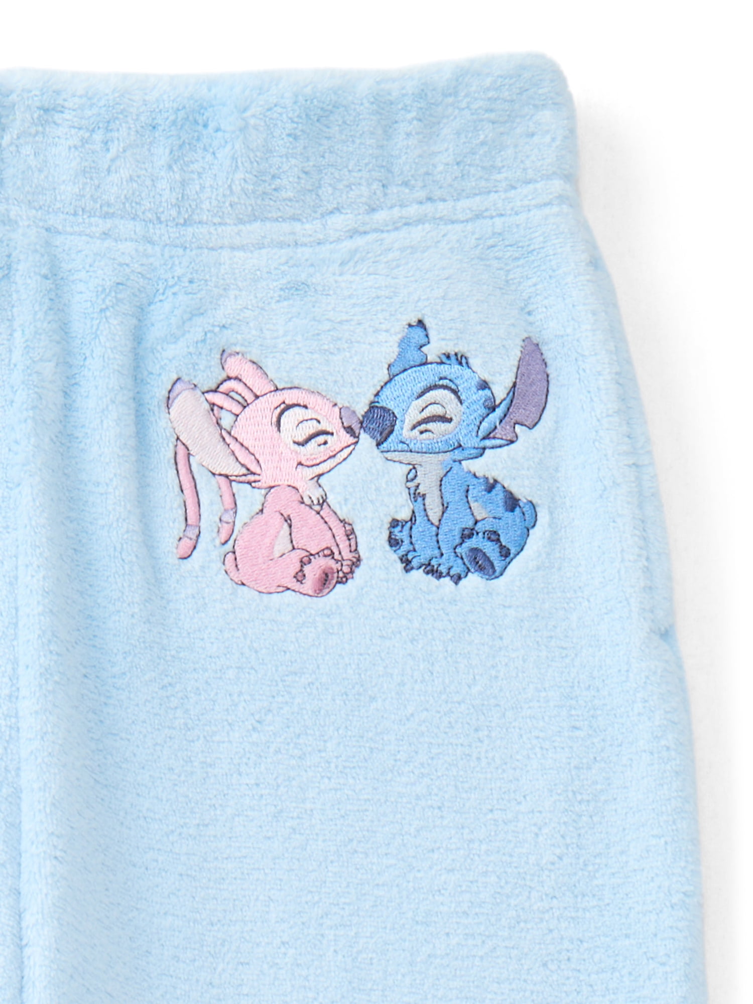 Disney Stitch & Angel Girls Plush Wide Leg Sweatpants with Embroidery, Sizes 4-16