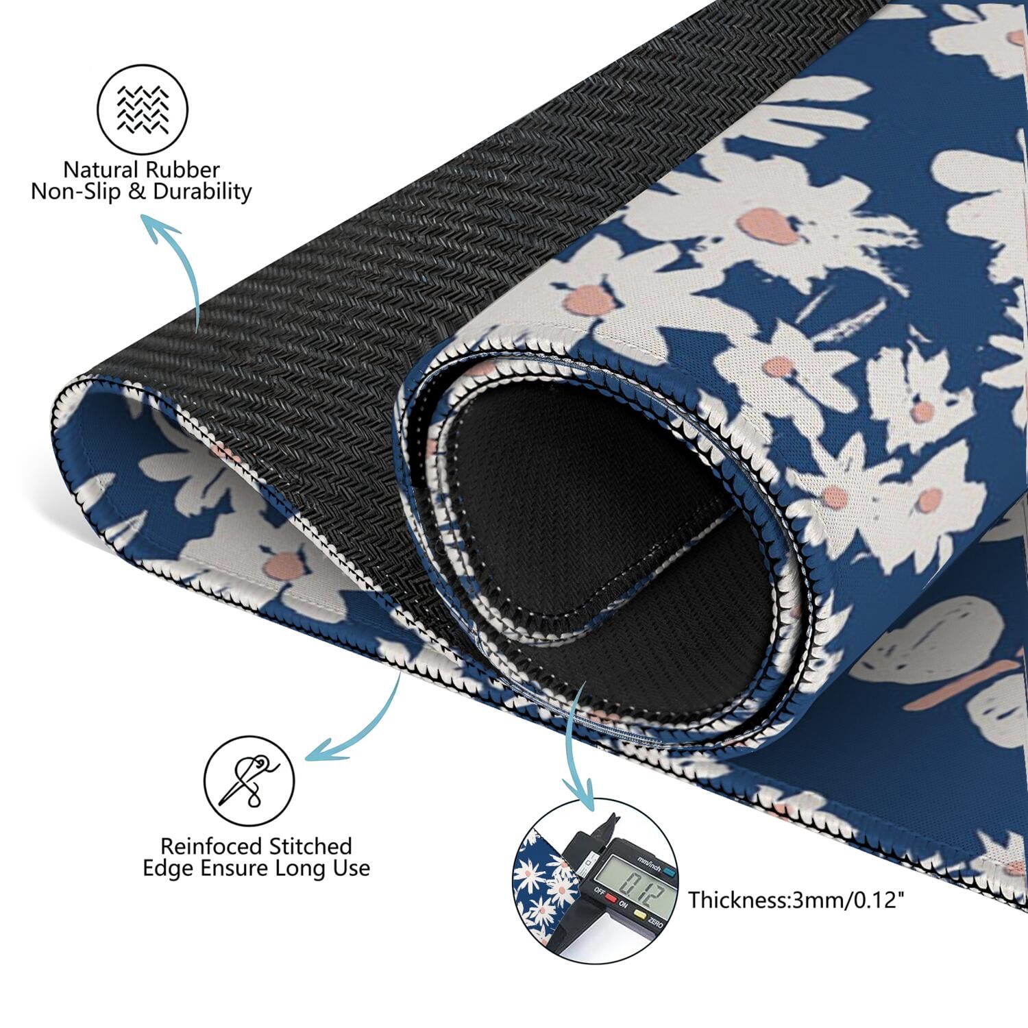 Floral Rubber Gaming Mat 31.5 Inch Square Non-Slip Table Cover for Mahjong Tiles, Poker Games and Family Board Game Nights