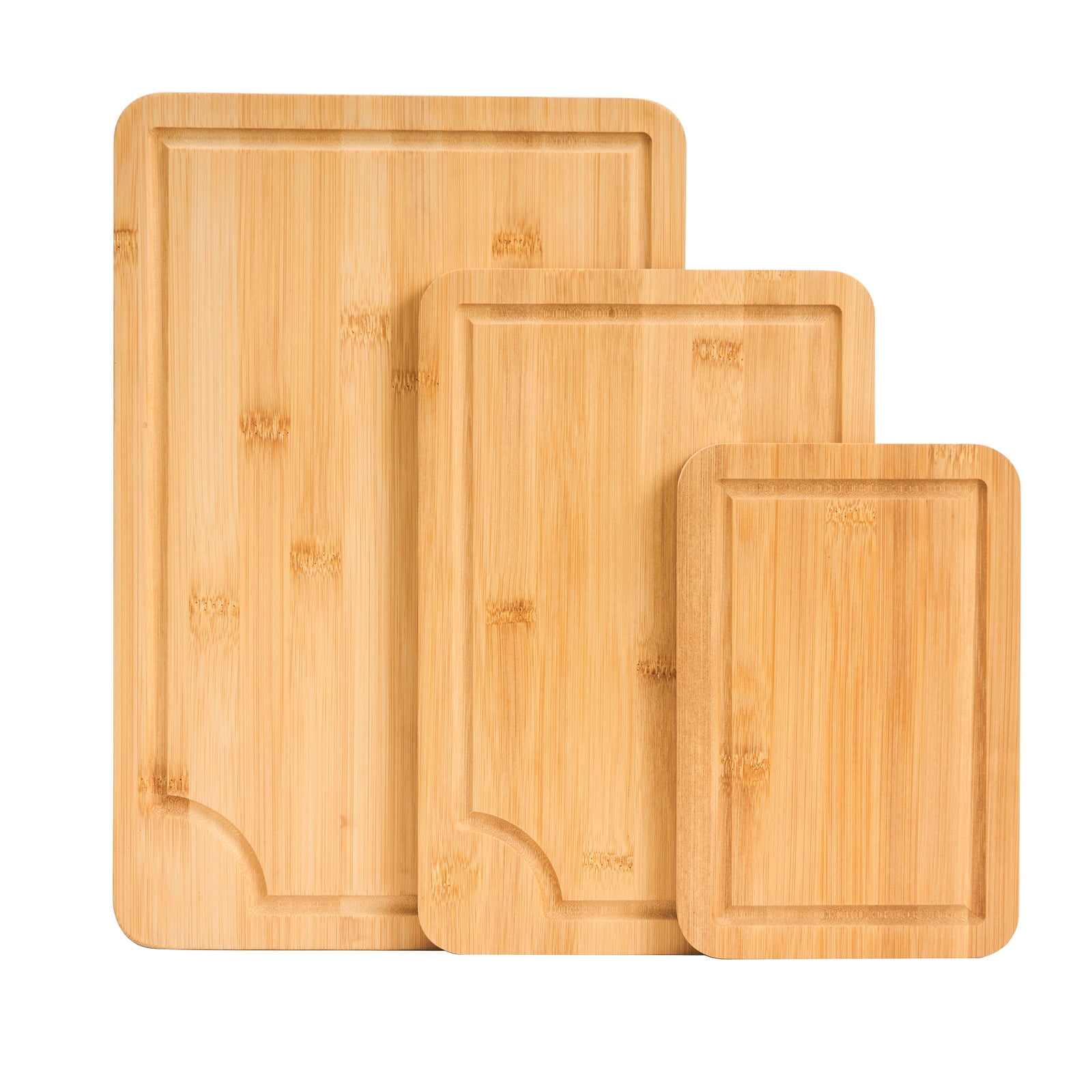 KFFKFF 3PCS Kitchen Cutting Board Set, Bamboo Cutting Board, for Kitchen, 3 Assorted Sizes