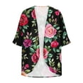thumbnail image 3 of Hvot&aat Women's Vintage Half Sleeve Printing Cardigan Lightweight Beach Cover Ups Open Front Sheer Cardigan, 3 of 4