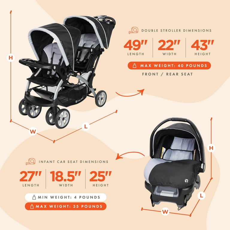 Baby Trend Double Stroller 2 Ally 35 Infant Car Seat Combo Set Stormy Walmart