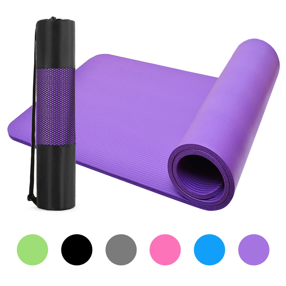Yoga Mat for Pilates Gym Fitness Exercise with Carry Bag 10mm Thick Large NBR 