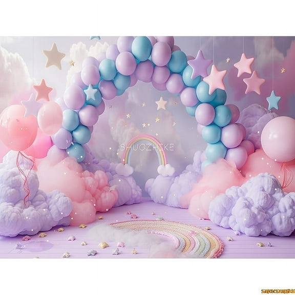 Baby Room Happy Birthday Photography Backdrops Props Newborn Party ration Balloons Arch Floral Theme Photo Background QQ-10