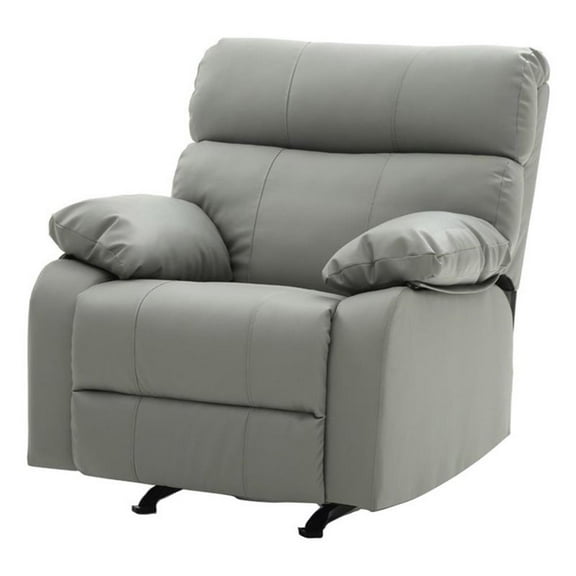 Maklaine Contemporary Faux Leather Pub Back Rocker Recliner in Gray