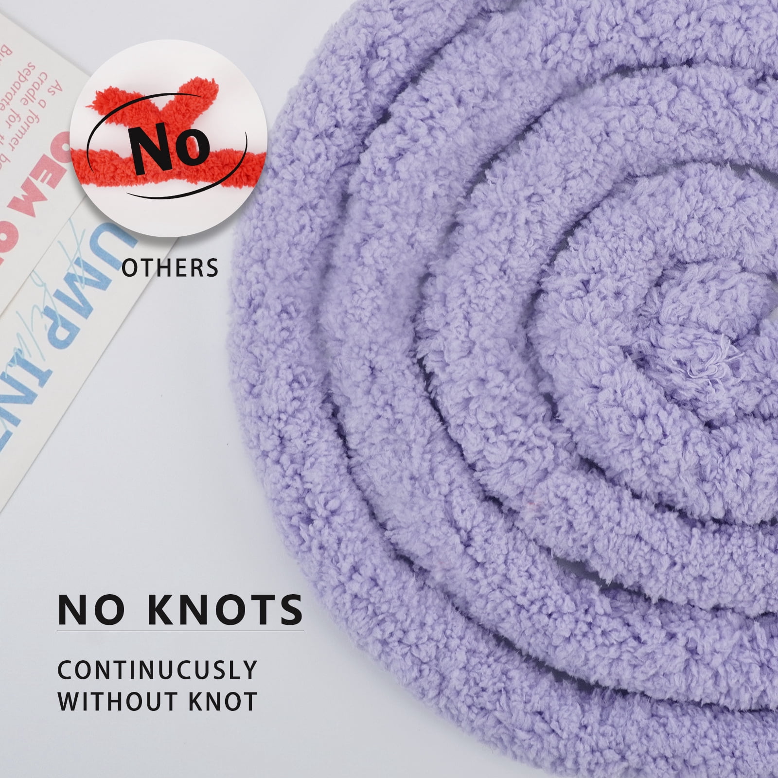 BATELO 8 Skein Chunky Yarn for Hand Knitting, Big Blanket Yarn Jumbo, Soft Chenille Yarn Bulky, 0.5lb/25yds, Baby Lavender