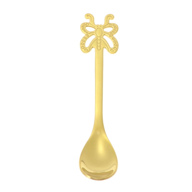 Cuchara de acero inoxidable para fruta, vajilla de cocina, tenedor y cuchara creativos para el hogar, bar y cocina (cuchara mariposa dorada).