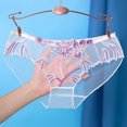 thumbnail image 3 of Bragas de encaje Sexy para mujer, ropa interior sin costuras ultrafina, malla hueca, bordado de flores, cintura baja, transparente, 3 of 4