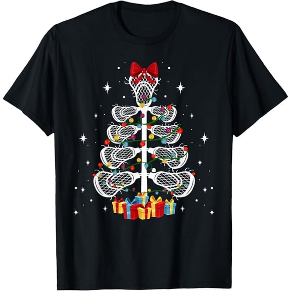 Lacrosse Player Xmas Gift Lacrosse Christmas Tree T-Shirt