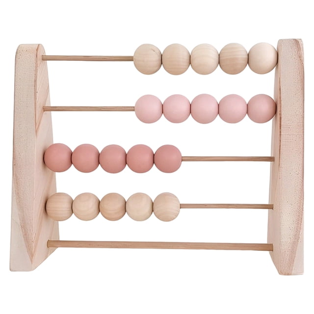 Wood Abacus Toy Beads Counting Playthings Simple Design Early for Home School Education Math Learning Toys Educational Prop Home Decoration Pink