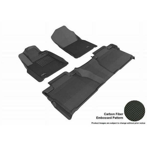 3D MAXpider 2014-2021 Fits Toyota Tundra Double Cab 1st Row 2nd Row Kagu Carbon Fiber Embossed Pattern Black Floor Mat L1TY15401509