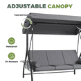 thumbnail image 4 of BaPiPro 3-Seat Metal Patio Swing with Adjustable Canopy, Cushions, Foldable Side Table, 2-in-1 Design for Patio, Garden, Porch, Gray, 4 of 9