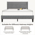thumbnail image 4 of Renwick Fabric Upholstered Bed Frame with Channel Tufted Headboard, Light Gray, 4 of 9