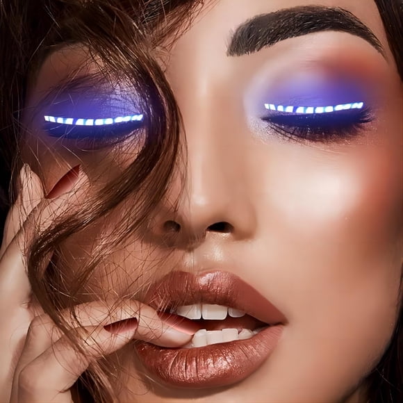 Lámpara LED luminosa para pestañas, modo ajustable, luces nocturnas intermitentes para pestañas postizas, pestañas postizas sin injerto para Halloween (azul)