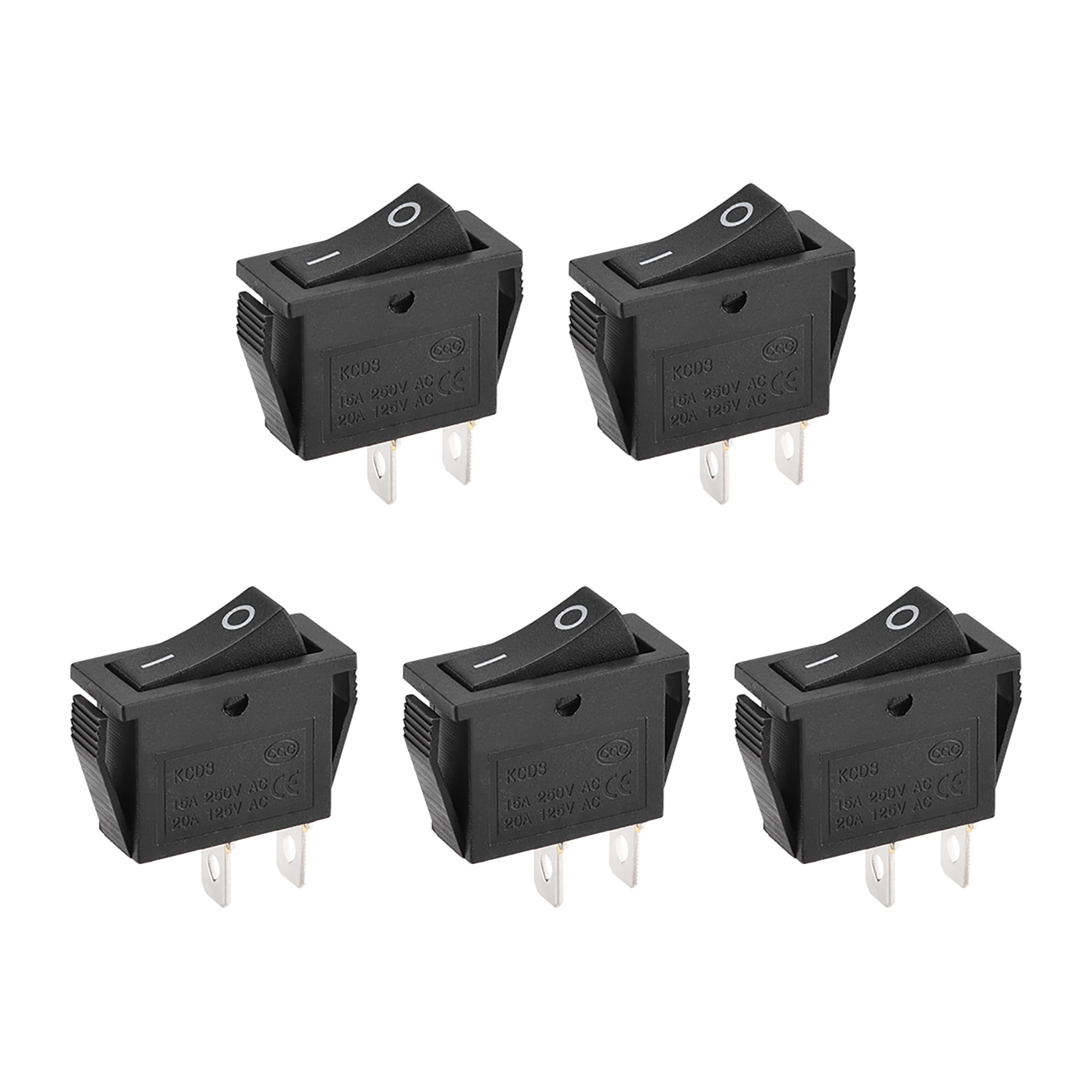 New Lot of 5 Switch ON-OFF White brown KCD3 6A 250VAC 2 Post 