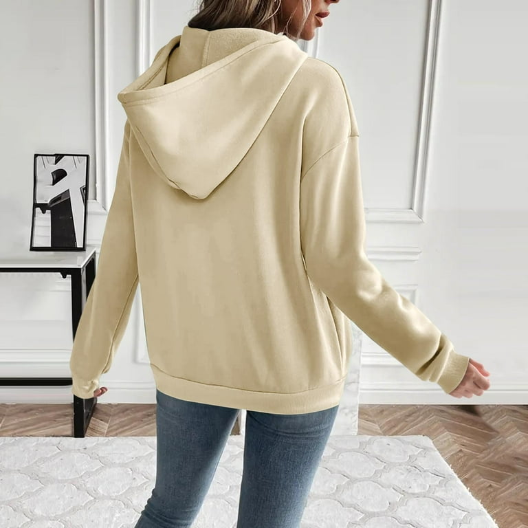 haneshirts Women's Cross Neck Hoodie 100% Polyester, Loose Fit