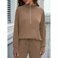 thumbnail image 5 of JYLFC Womens 2 Piece Outfits Set Jogger and Hoodie Sweatsuit Sets Oversized Half Zip Sweatshirt Sweatpants with Pockets Khaki XL, 5 of 7
