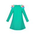 thumbnail image 2 of Robe Fille Turquoise Manches Longues à Volants Épaule Décontractée Coton 4 Ans, 2 of 7