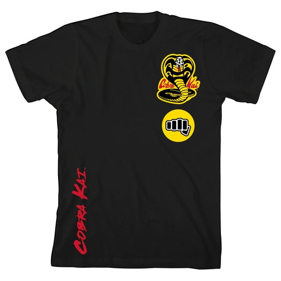 Cobra Kai Black Cobra Youth Basic Black Graphic Tee - M