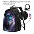 thumbnail image 2 of Honeii Purple Sky Wolf for Travel Laptop Backpack, Business Laptops Backpack with USB Charging Port, College High School Computer Bag for Men Women, 2 of 7