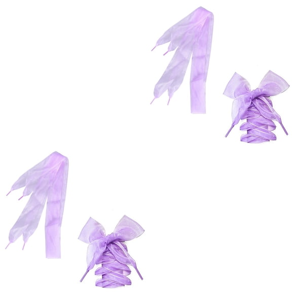 2 Pairs Ribbon Shoe Laces Women Purple Transparent Shoelaces Hip-hop Child