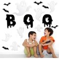 thumbnail image 1 of 25 Pcs Halloween Wall Decals 3D Ghost Wall Decor Reusable Self-Adhesive Vinyl Halloween Wall Stickers Happy Halloween Decorations Black White Spooky B, 1 of 4