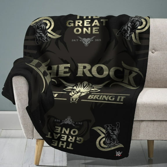 Sleep Squad WWE The Rock 60” x 80” Raschel Plush Throw